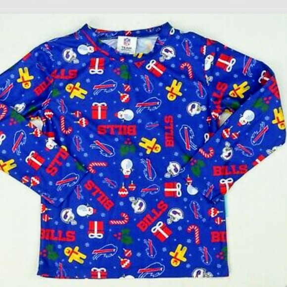 BUFFALO BILLS NFL TEAM APPAREL YOUTH HOLIDAY 2 PIECE PJ SET - Picture 4 of 5